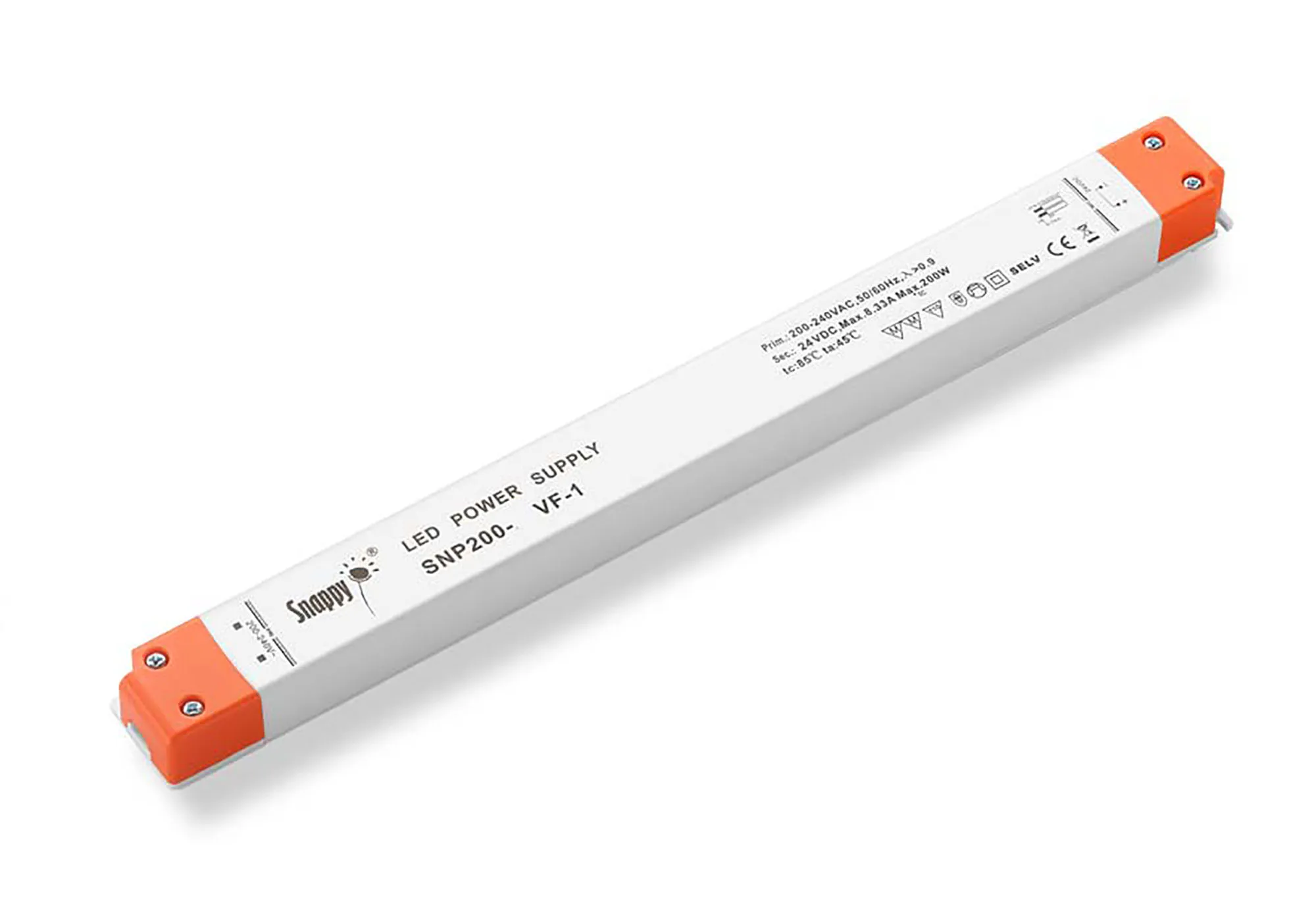 SNP, 200W Constant Voltage Non-Dimmable LED Driver 24VDC 8.33A IP20. SNP200-24VL  Snappy SNP